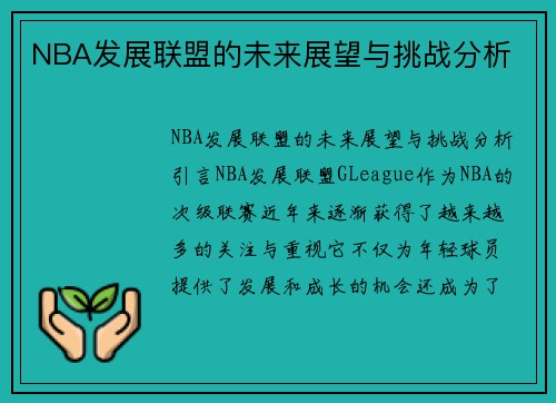 NBA发展联盟的未来展望与挑战分析